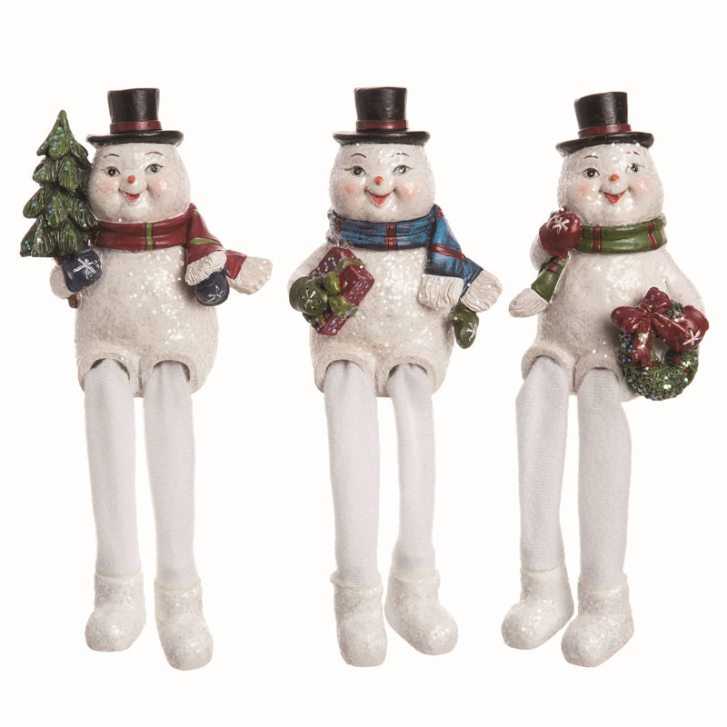 Ensemble de 3 décorations de Noël en forme de bonhomme de neige en résine