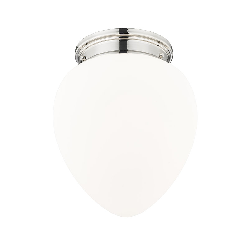 Jevone Glass Flush Mount, 15" H x 12.5" W x 12.5" D, Polished Nickel