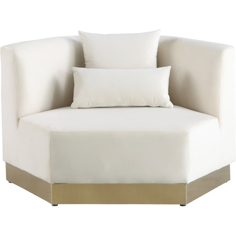 Fauteuil en velours de 47,75 po Marquis, Velours crème
