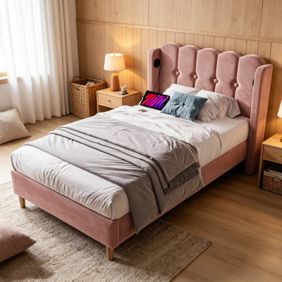 Upholstered Single (3') Velvet Bed