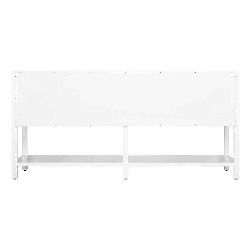 72" Robertson Double Bathroom Vanity Set with Rectangular Undermount Sinks, 8" Widespread, Feathered White Quartz, White