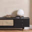 78.74" Black Solid Wood+Rattan+Brass TVStands-108634274