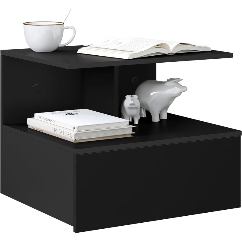 Minwoo 40cm W Bedside Table, Black