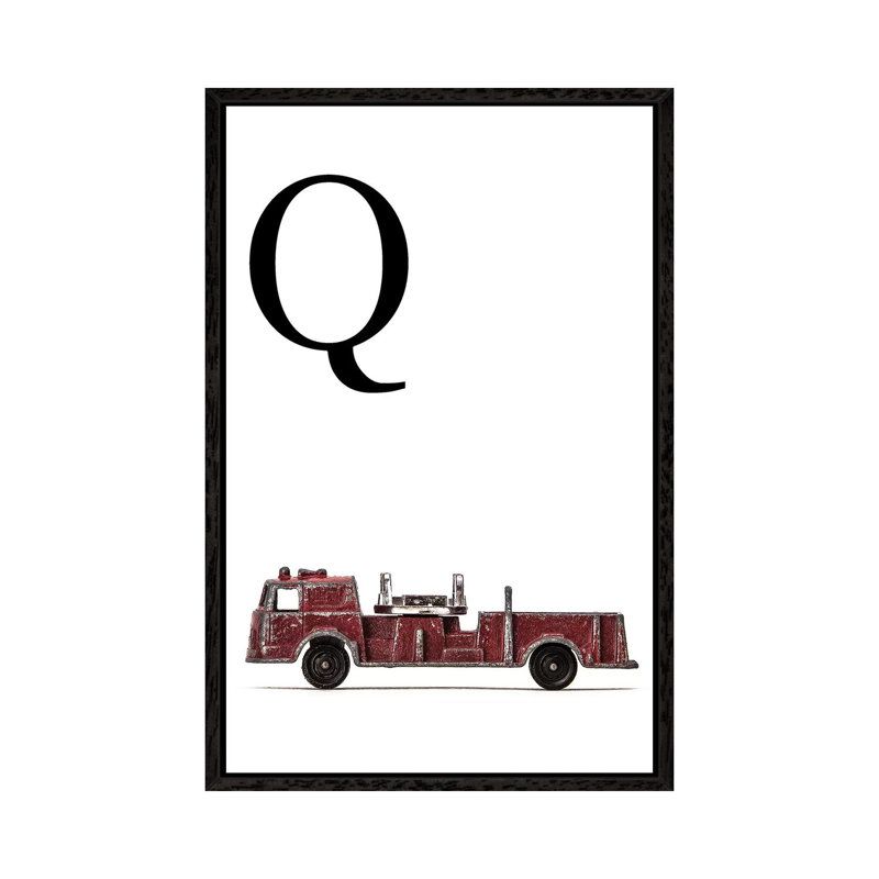 Q Fire Engine Letter - Print on Canvas, 101.6 cm H x 66.04 cm W, Black Framed