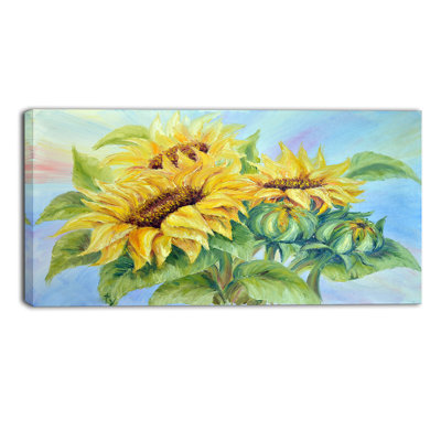 Trois tournesols - impression sur toile tendue