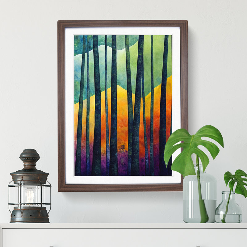 Forest No.4 - Single Picture Frame Painting, 46cm H x 34cm W x 2cm D, Walnut Framed