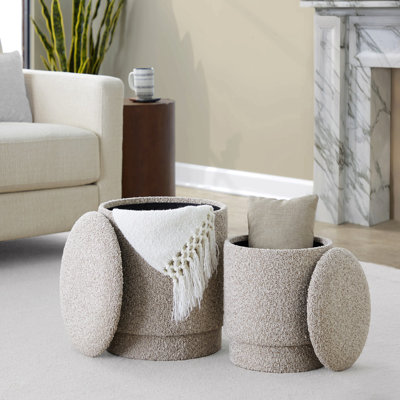 Ensemble de repose-pieds en tissu brun clair