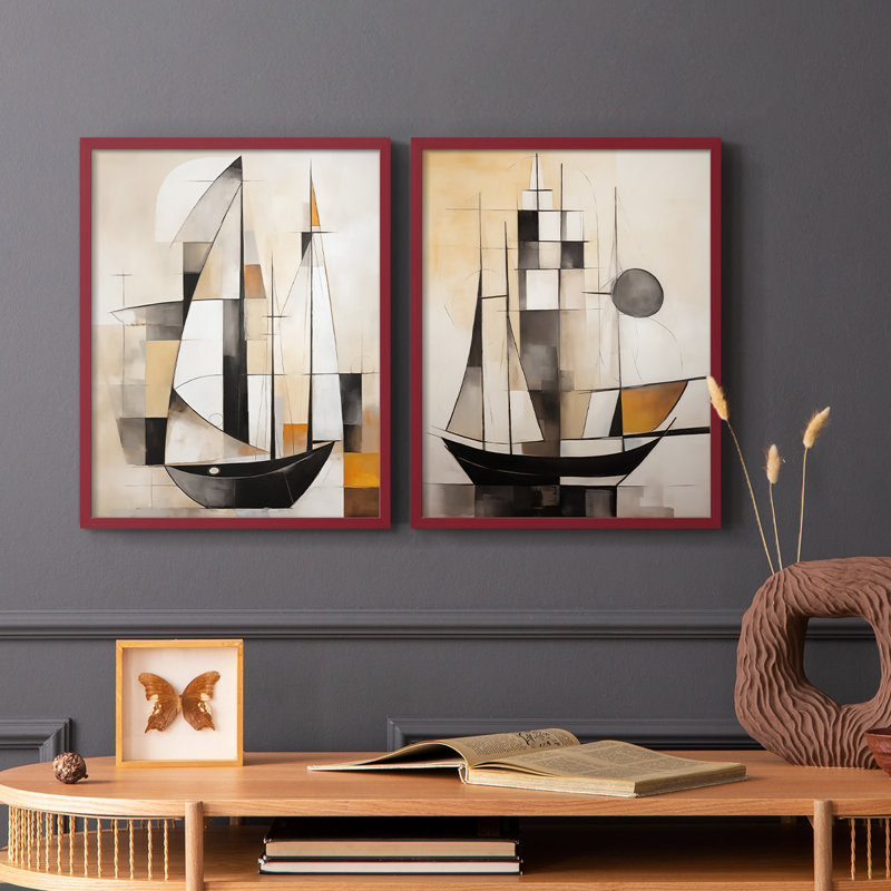 NAUTICAL Series CCCLLXXVVI - Impression encadrée de qualité supérieure - prête à être accrochée - pas de clous requis - pas de clous requis