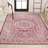 Aaleayah Medallion Textured Weave Fuchsia/Light Gray Indoor/Outdoor Rug-1990658989