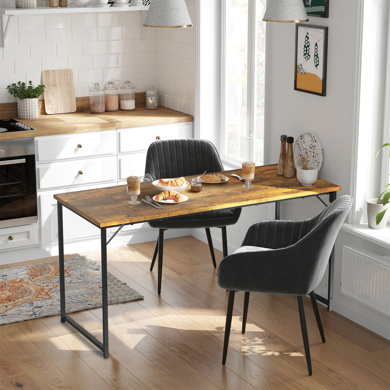 Odoaker Metal Base Writing Desk, 75" H x 120" W x 50" D, Brown