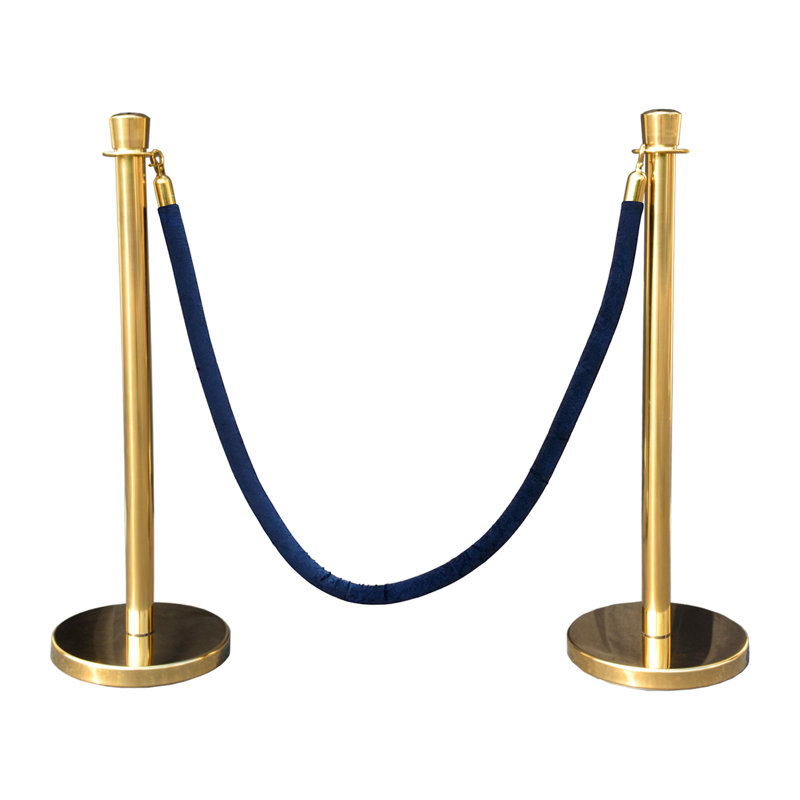 Poteau de contrôle pour foules de luxe (2 plateaux coniques / base plate + corde de 6 pi), Or / bleu