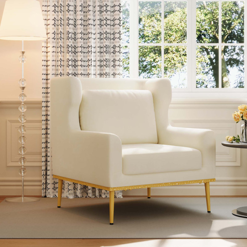 Fauteuil d'appoint en velours, Beige