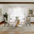 Modern Dining Table Sets for 6, White Sintered Stone Dining Table With PU Upholstered Chairs-100553300-100553299