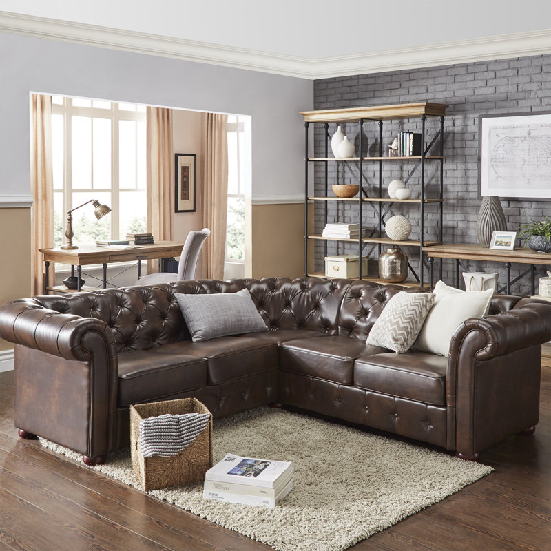 Huskins Faux Leather L-Shaped Sectional Symmetrical