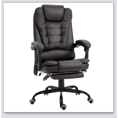 Chaise de bureau avec structure en métal, similicuir, pivotant, soutien lombaire, massage, hauteur réglable