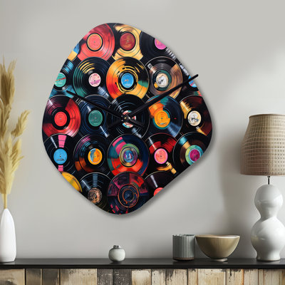 Coloré disques vinyle Melody III - Disque vinyle forme unique horloge murale, horloge murale