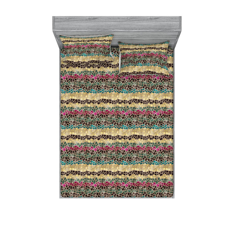 Drap-housse et taie décorative Ambesonne, Ensemble de draps pour lit double avec 2 taies d'o