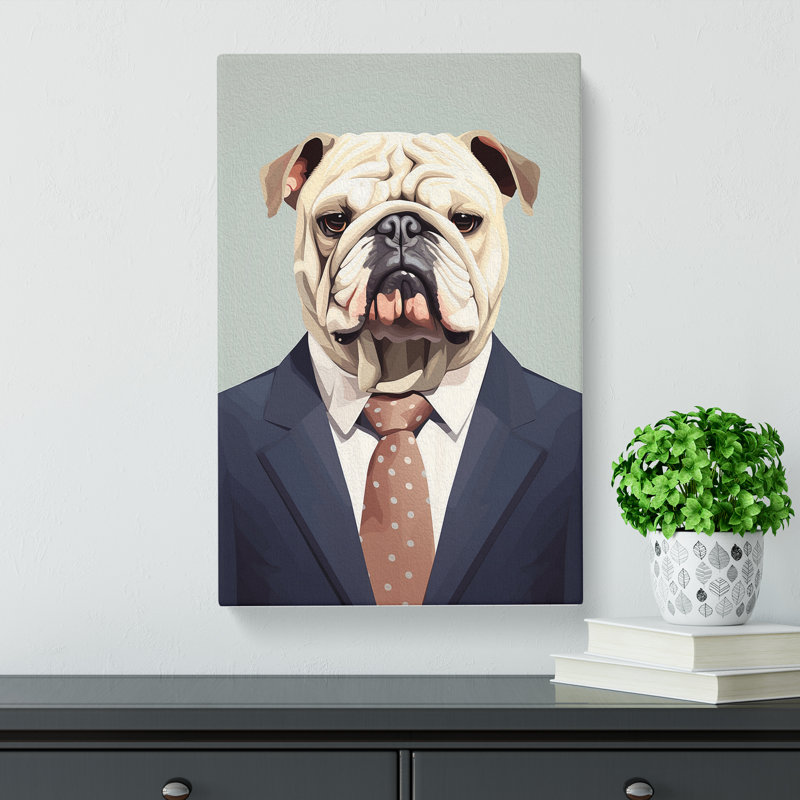 British Bulldog Minimalism - No Frame Print, 60cm H x 40cm W x 3cm D