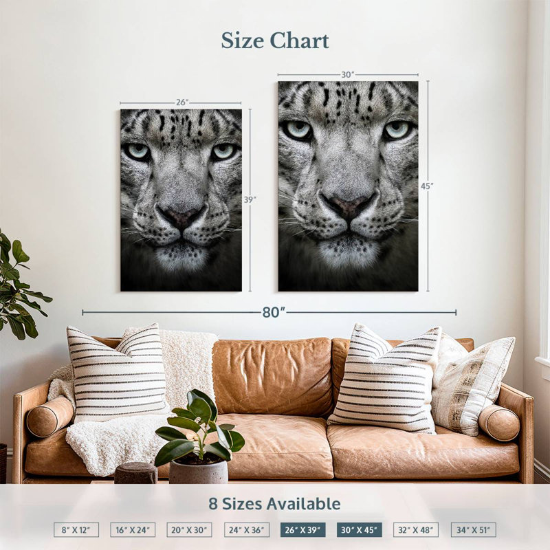 Brampt Snow Leopard Face, 39" H x 26" W