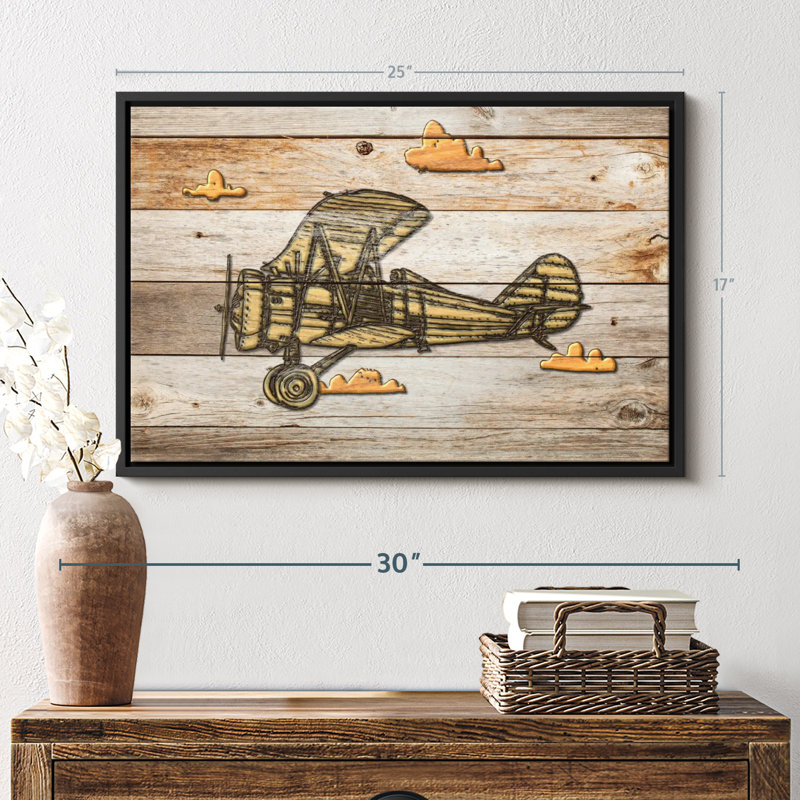Caricature d'un avion sur toile, H 17 po x l 25 po
