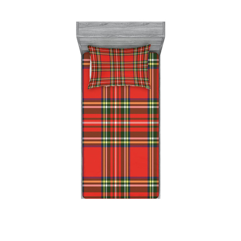 Multicolore drap-housse et coussin décoratif Ambesonne, Ensemble de draps-housses pour lit simple + 2 taie