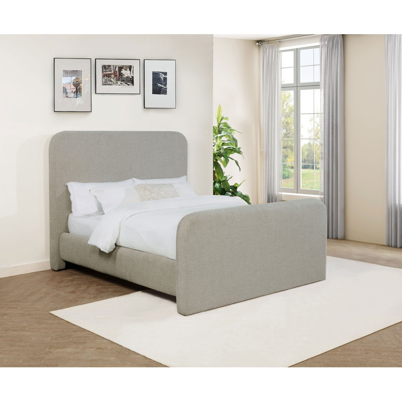 Upholstered Panel Bed Grey, Queen