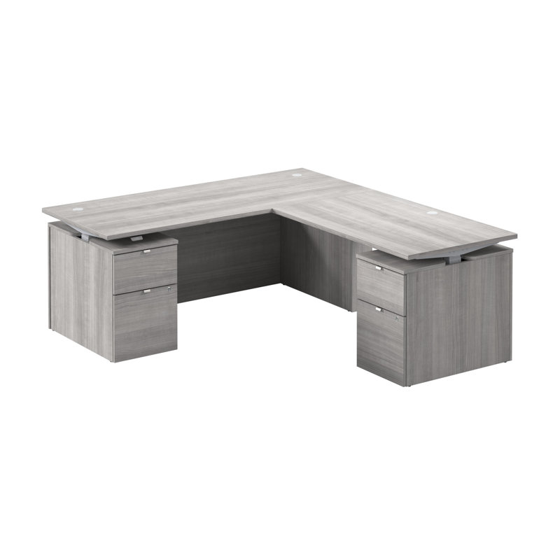 Bush Business Furniture Stratus 72W X 78D Height Adjustable L Shaped Standing Desk With Drawers - Reversible, Platinum Gray