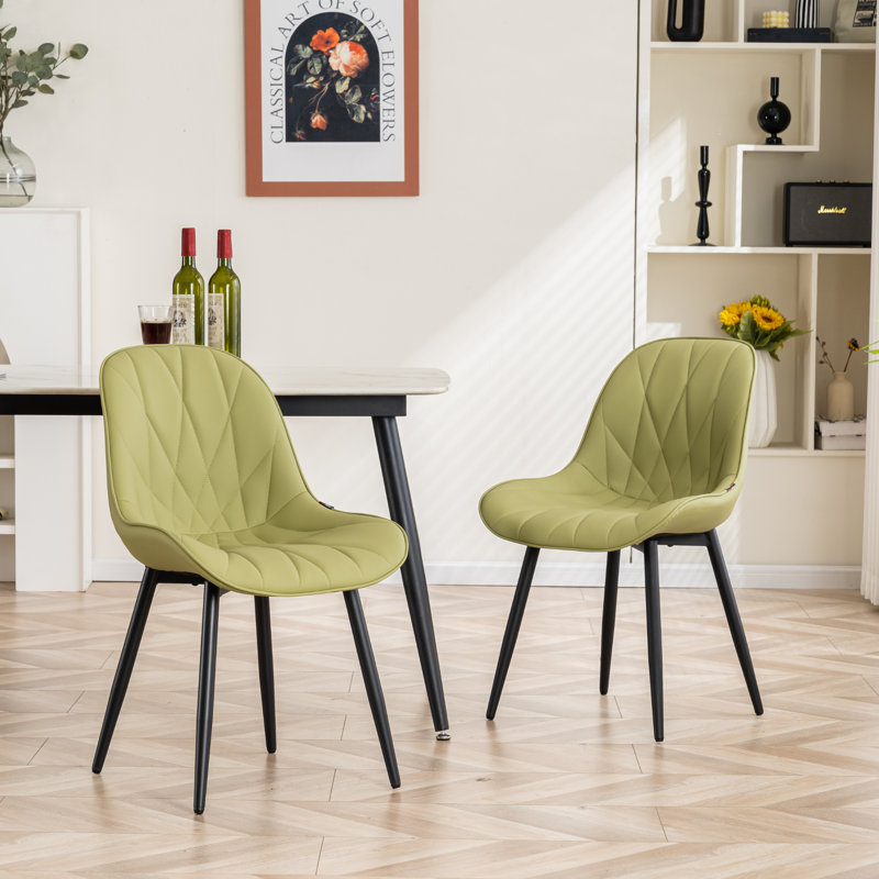 Chaise d'appoint rembourrée en similicuir Chardee, Vert avocat