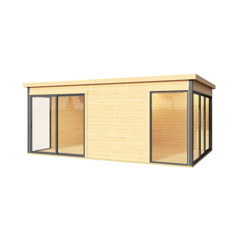  Domeo 3 - 17 x 11 Ft. Premium 2-Room Log Cabin With Aluminium Sliding Doors (44mm)