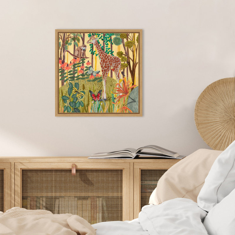 «Giraffe in Nature» par Caroline Bonne Muller, reproduction d'art sur toile encadrée, H 16 po x l 16 po