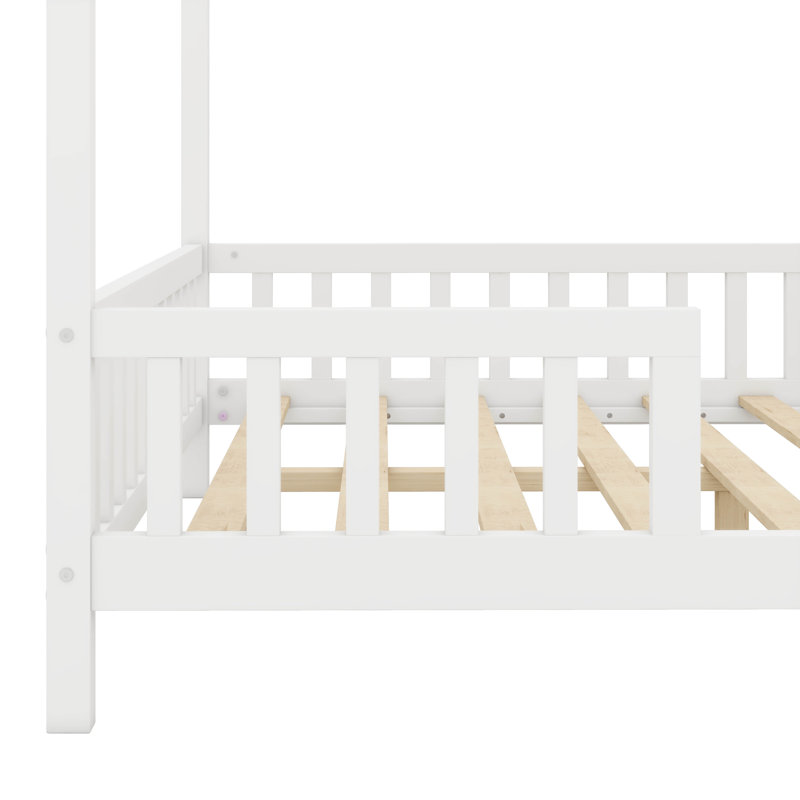 Lit pour enfant avec baldaquin Montessori, Lit double, Blanc