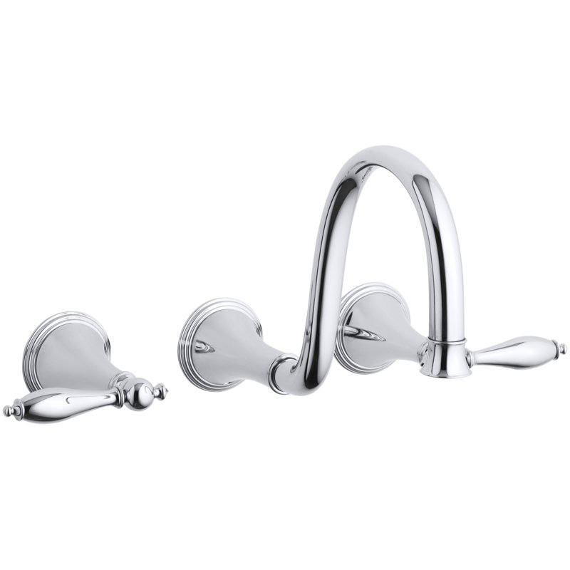 Finial Wall Mounted Bathroom Faucet, Chrome poli