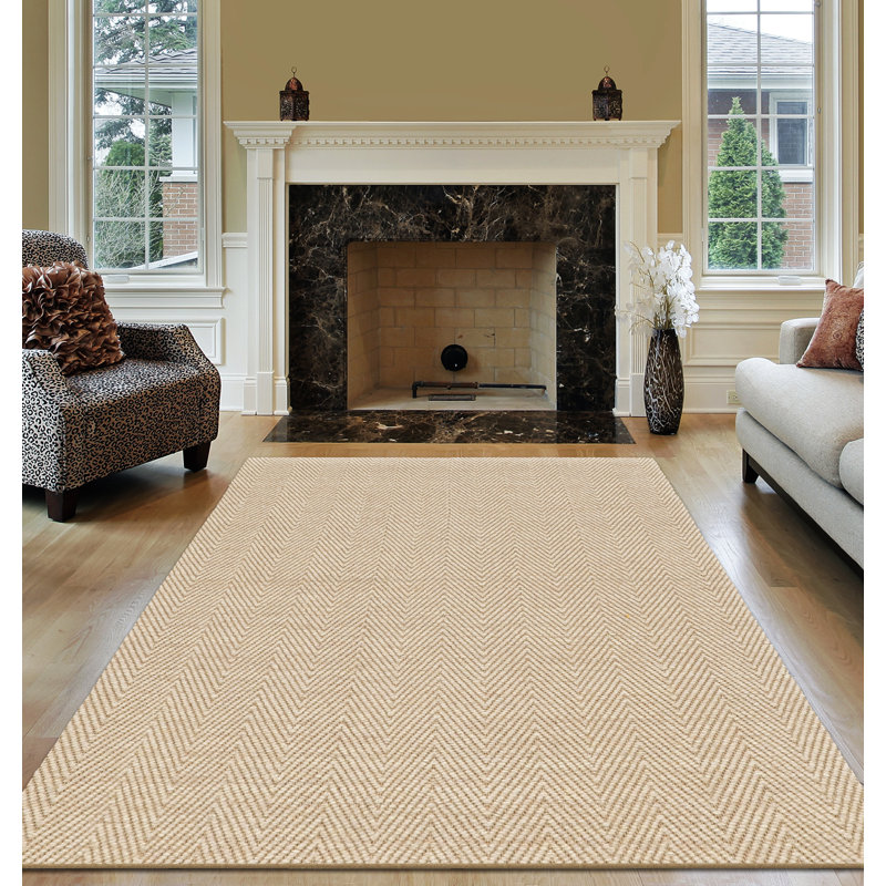 Tapis beige à chevrons Tanguay, Rectangle 5 pi x 8 pi