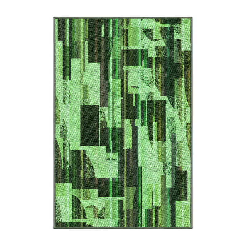 Tapis 100% à motifs lavables à la machine 2989 Pat3592-GRN, Tapis de couloir 2 pi x 5 pi