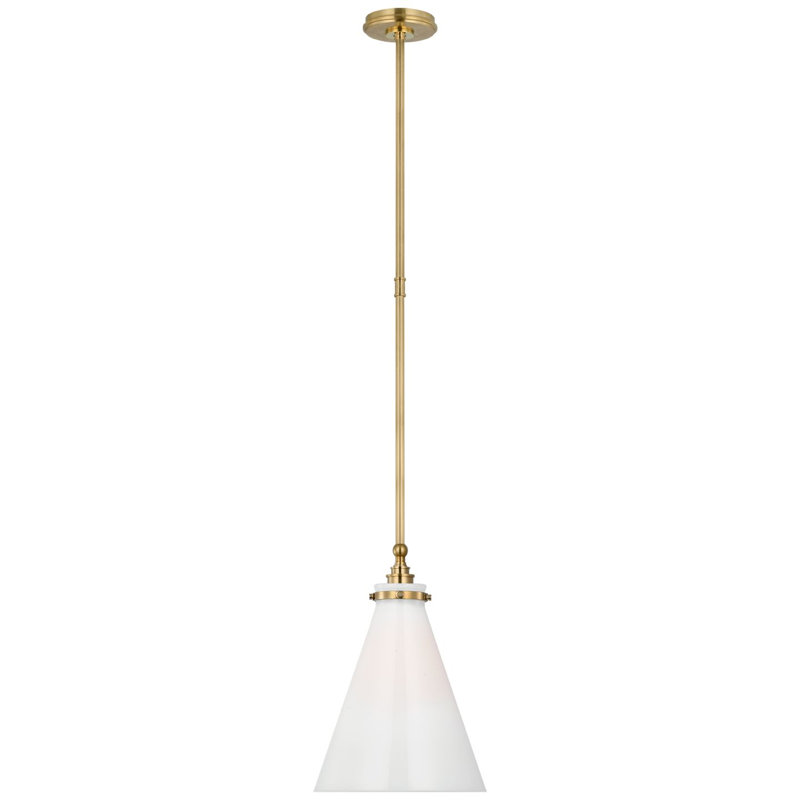 Parkington 1 - Light Pendant, Antique-Burnished Brass, White Glass, 15.5" H x 11" W x 11" D