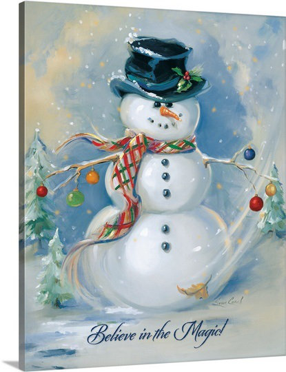 Sagefield Snowman Magic by Susan Comish - Unframed Print on Canvas, 30" H x 24" W x 1.25" D
