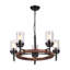 Lustre cylindrique en bois à 5 lumières à intensité variable