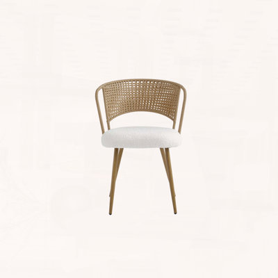 Chaise de salle à manger en osier avec dossier en canne respirante et coussin éponge, ensemble de 4