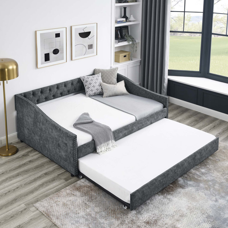 Nadege Upholstered Daybed, Gray, Full