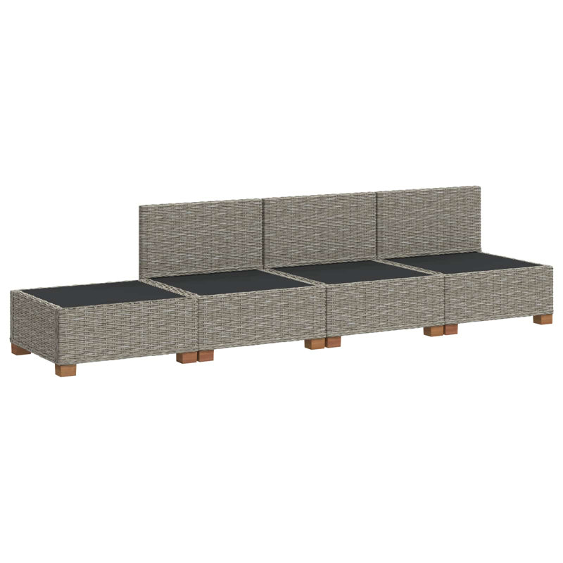 271cm Wide Patio Sectional Set, Dark Grey Cushion/Kubu Grey Frame