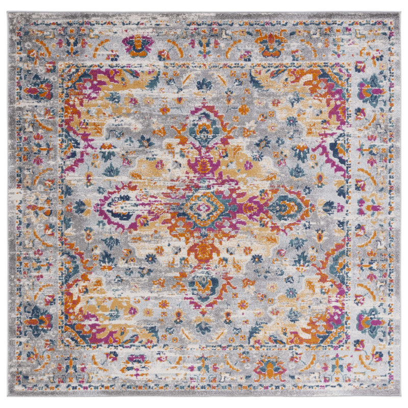 Tapis gris / fuchsia Felty 154, Carré 6 pi 7 po