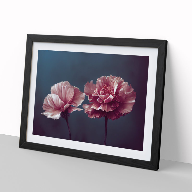 Dramatic Carnation Flowers - Single Picture Frame Print, Black Framed, 25cm H x 34cm W x 2cm D