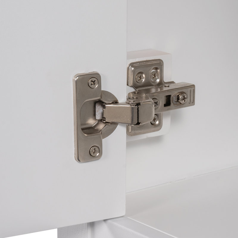 Lavabo de salle de bain moderne élégant en céramique blanche 24 po avec tablette ouverte en bois massif, Blanc