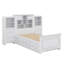 Lit plateforme simple en bois avec armoire intégrée verticale et ensembles de tiroirs doubles de chaque côté-769310683