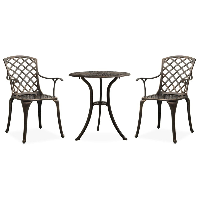 Ensemble bistro avec ensemble de table bistro et chaises d'extérieur en fonte d'aluminium bronze
