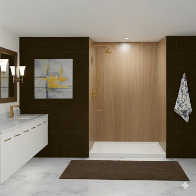Ensemble de panneau de douche mural 96 po imperméable 96 po - Ensemble de 4 pièces pour salle de bain sans coulis (30 po x 60 po x 96 po)