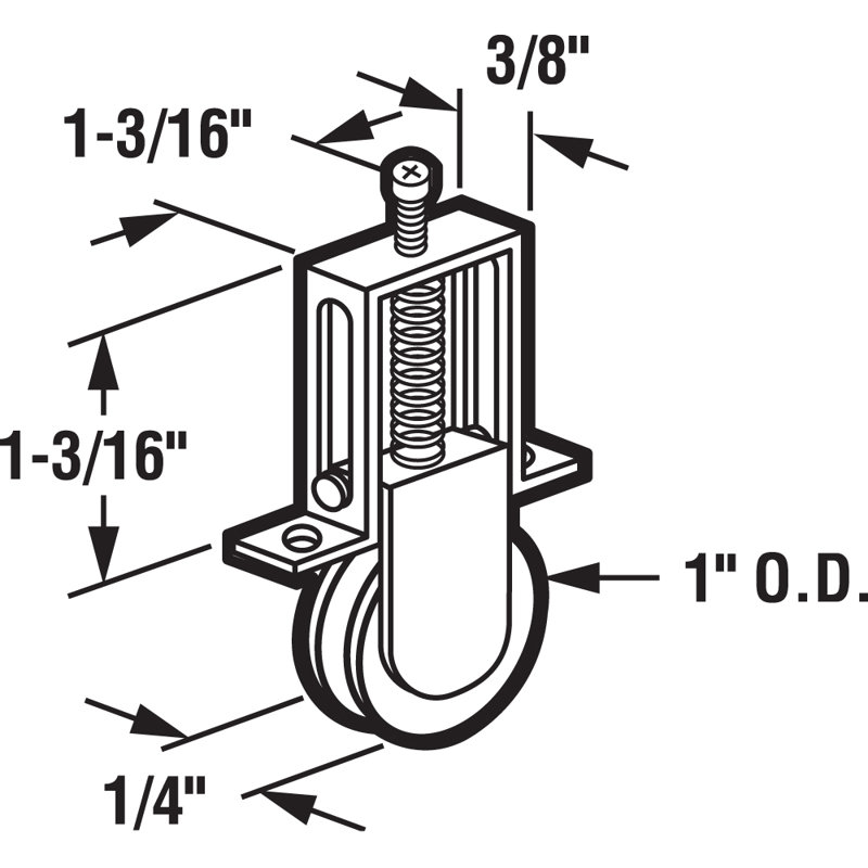 Rouleaux en nylon à ressorts pour portes coulissantes de 1 po Prime-Line, pour Columbia