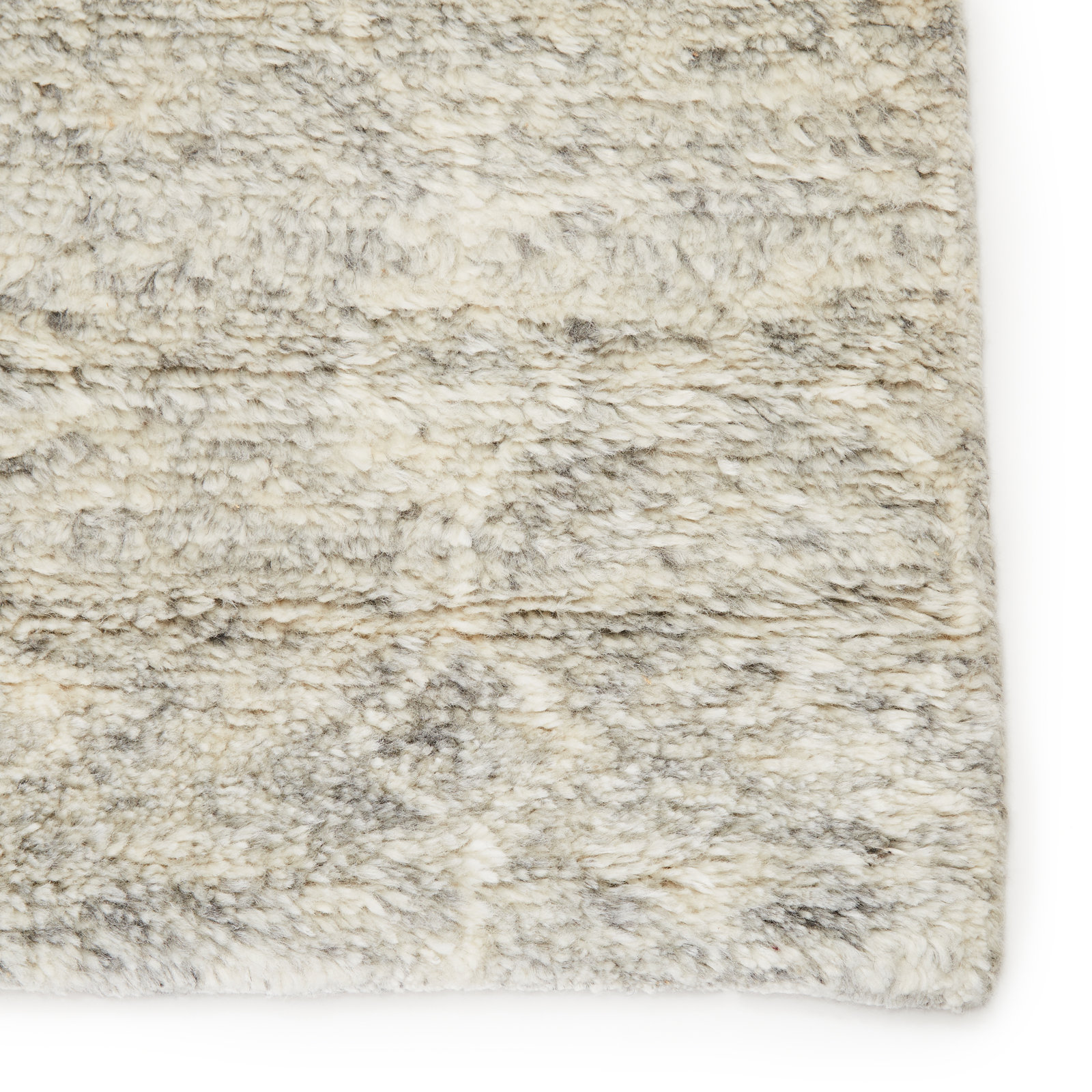 Kendall Gray White Hand-Knotted Geometric Rug, Rectangle 5' x 8'