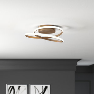 Caroljean 1 - Light 18.11'' Unique/Statement Modern Linear Dimmable White Light LED Flush Mount