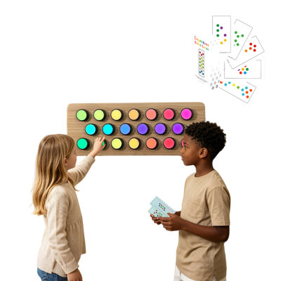Rotating Colour Spectrum Light Panel with Game Card Set – 20 Rotary LED Color Lights, Interactive Color-Matching & Creative Play Board for Kids, Ideal for Home, Therapy & Classroom